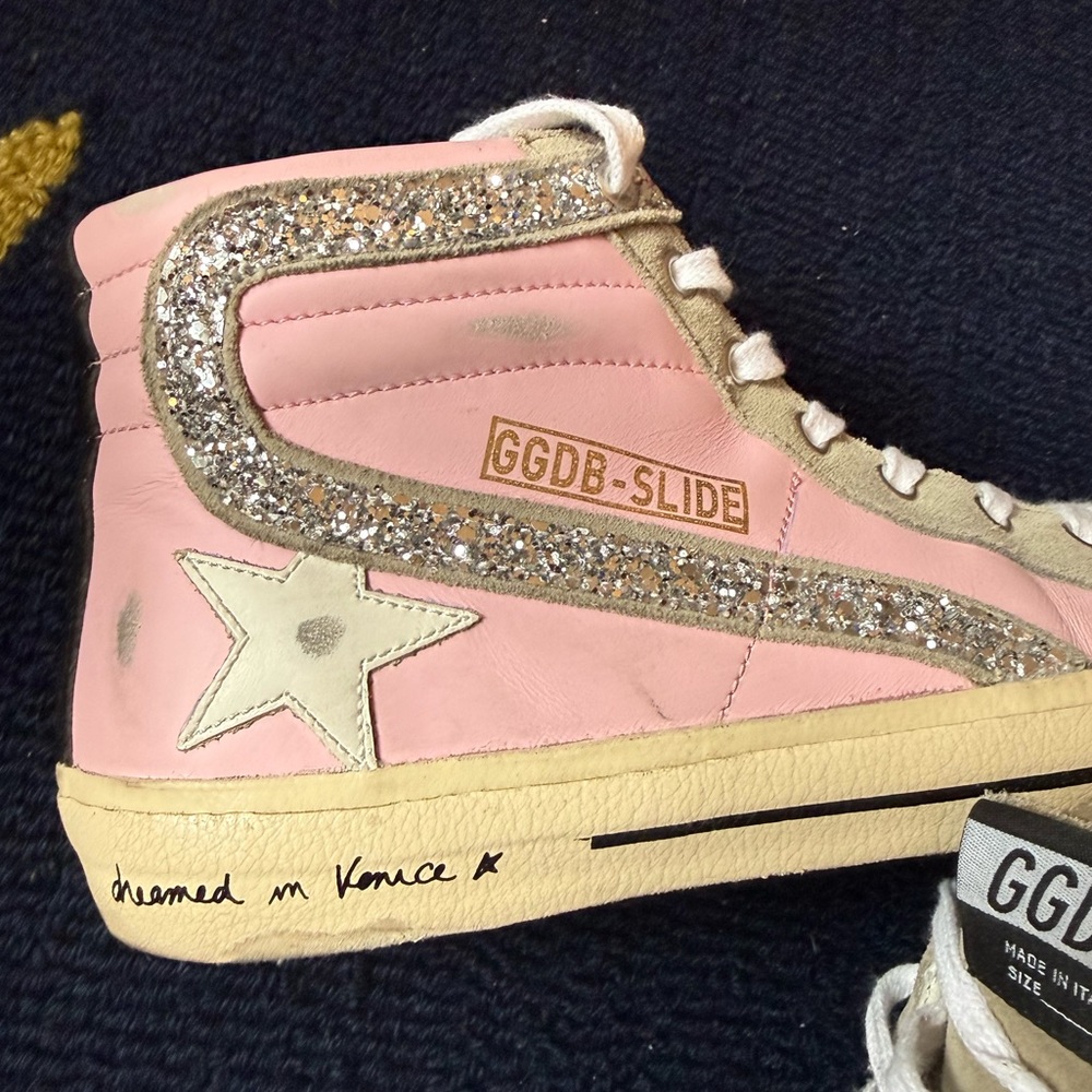 Golden Goose Slide Sneakers - Pink Leather Silver Glitter - Picture 8 of 14